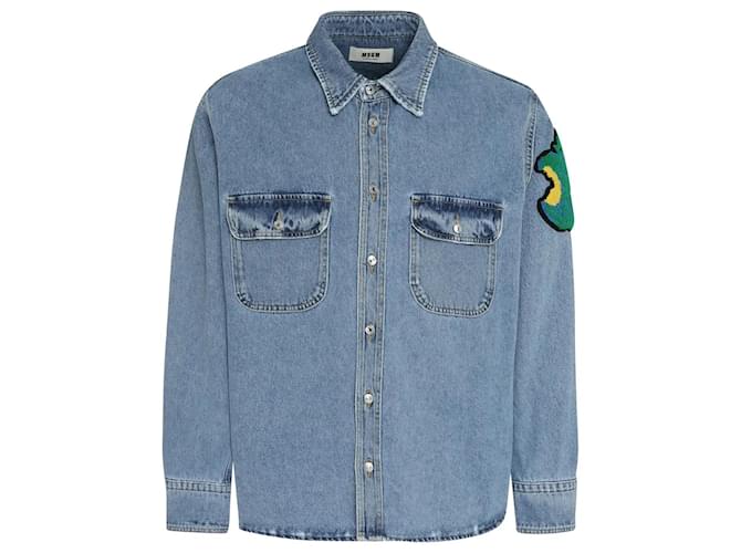 Msgm Fantastica camicia di jeans verde Blu Cotone  ref.1154078