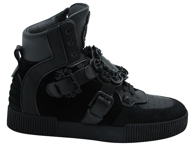 Dolce & Gabbana Dolce and Gabbana Baroque Buckle Hi-top Sneakers in Black Leather  ref.1154106