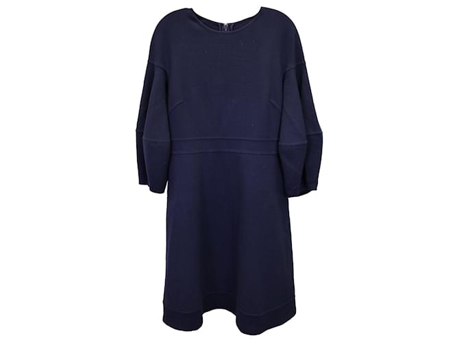 Vestido de manga comprida Oscar De La Renta em lã azul marinho  ref.1154110