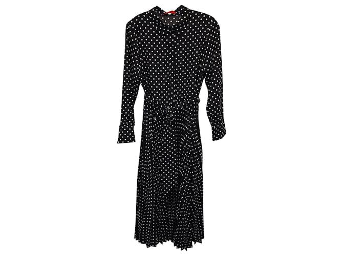 Carolina Herrera Polka Dot Midi Dress in Black Silk Polyester  ref.1154114