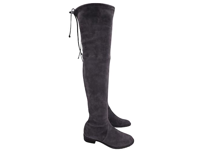 Stuart Weitzman Lowland Knee Length Boots in Grey Suede  ref.1154123