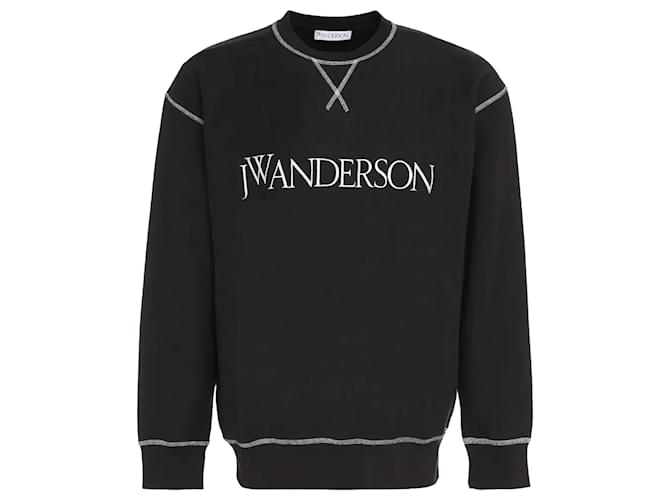 JW Anderson Sweat-shirt contrasté à l'envers Coton Noir  ref.1154128