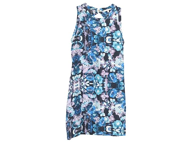 Mini-robe fleurie sans manches Maje en coton bleu  ref.1154131