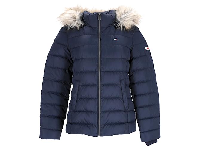 Tommy Hilfiger Womens Essential Hooded Down Jacket Blue Polyester  ref.1154151