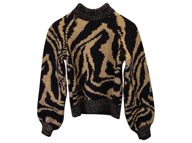 Ganni handgestrickter Pullover aus mehrfarbiger Wolle Mehrfarben  ref.1154176