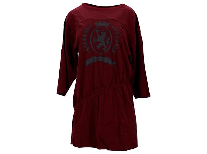 Tommy Hilfiger Gerafftes T-Shirt-Kleid mit Wappen für Damen Rot Baumwolle  ref.1154214