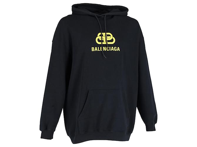 Balenciaga BB Logo-Graphic Pullover Hoodie in Black Cotton  ref.1154221