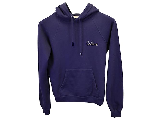 Céline Celine Hooded Sweatshirt in Navy Blue Cotton  ref.1154226