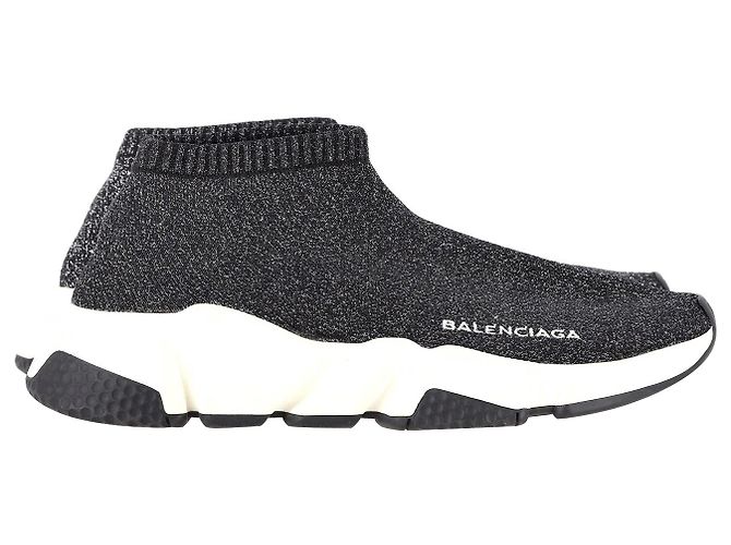 Day Balenciaga Speed Glitter Sneakers aus schwarzem Polyester