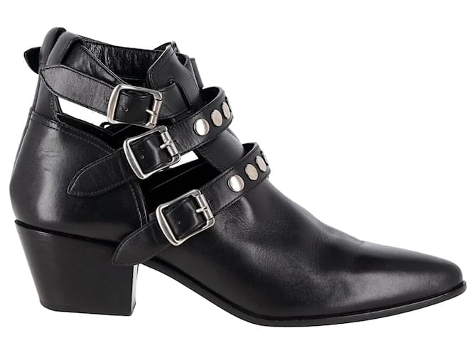 Saint Laurent Studded Ankle Boots in Black Leather  ref.1154231