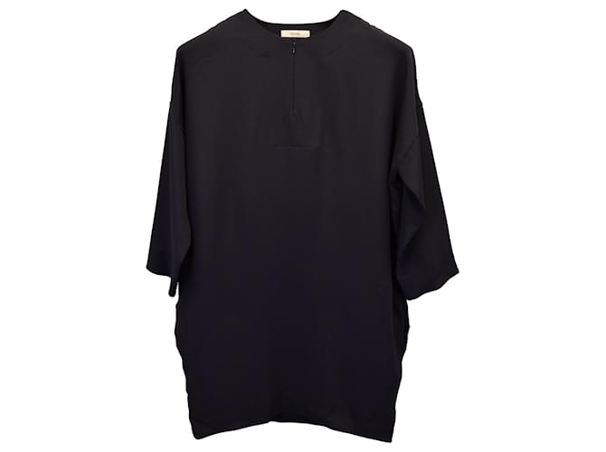 Edge Céline Mini-robe demi-zippée Celine en soie noire  ref.1154243