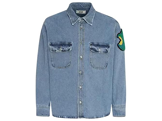 Msgm Fantastica camicia di jeans verde Blu Cotone  ref.1154250