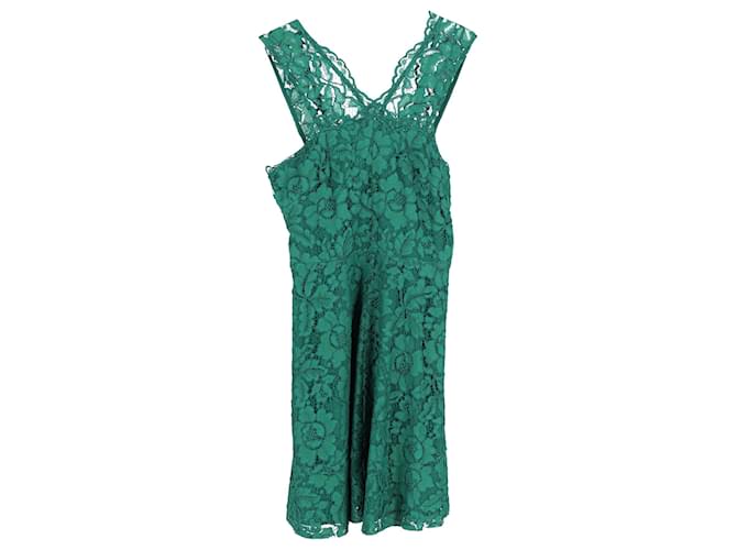 Sandro Paris Riviera Lace Mini Dress in Green Rayon Cellulose fibre  ref.1154253