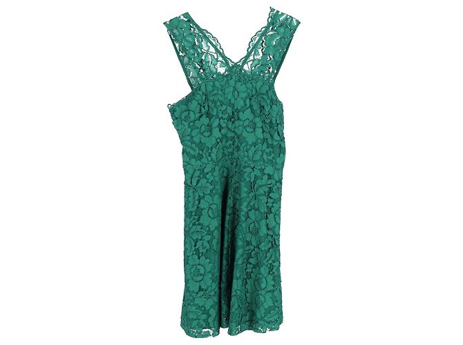 Sandro Paris Riviera Minivestido de renda em rayon verde