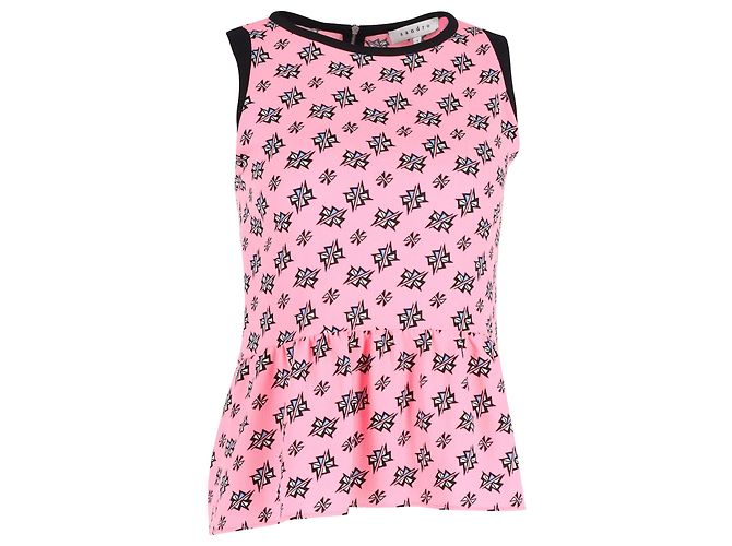 Sandro Paris Top Peplum Estampado De Poliéster Rosa