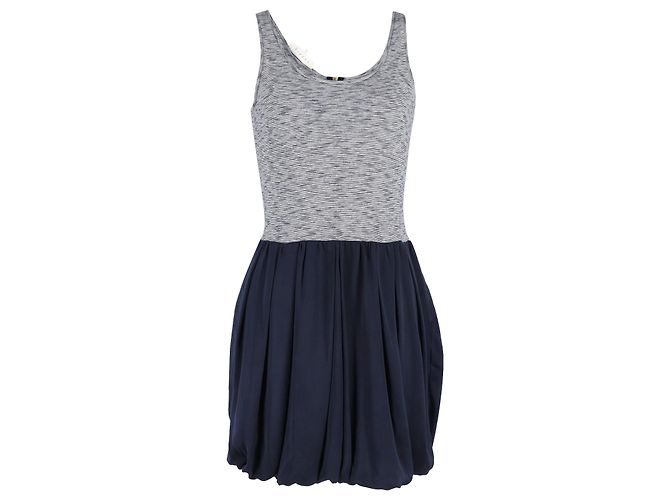 Sandro Paris Minivestido sem mangas em algodão cinza e azul marinho Marrom