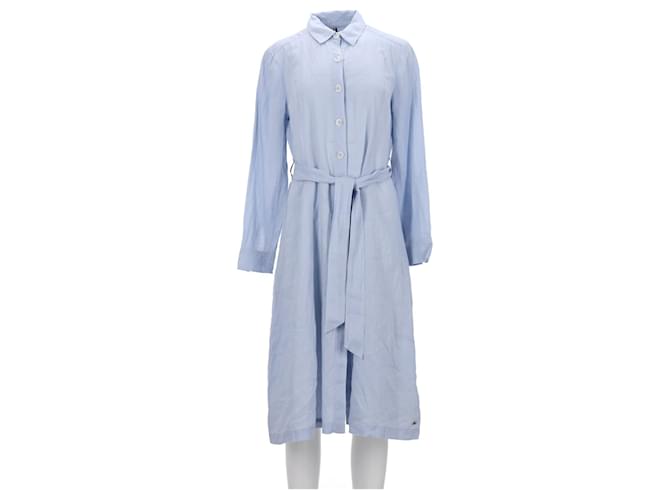 Vestido camisero de lino esencial para mujer Tommy Hilfiger en lino azul claro  ref.1154266