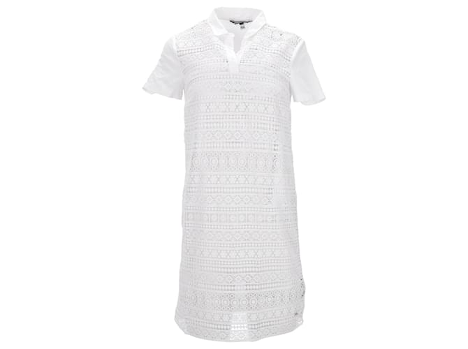 Tommy Hilfiger Womens Fitted Dress in White Polyester  ref.1154275