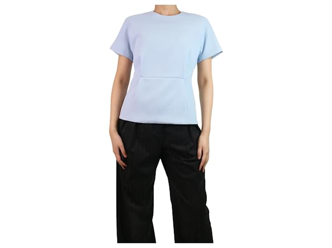 Autre Marque Pale blue short-sleeved crepe blouse - size UK 12 Polyester  ref.1154406