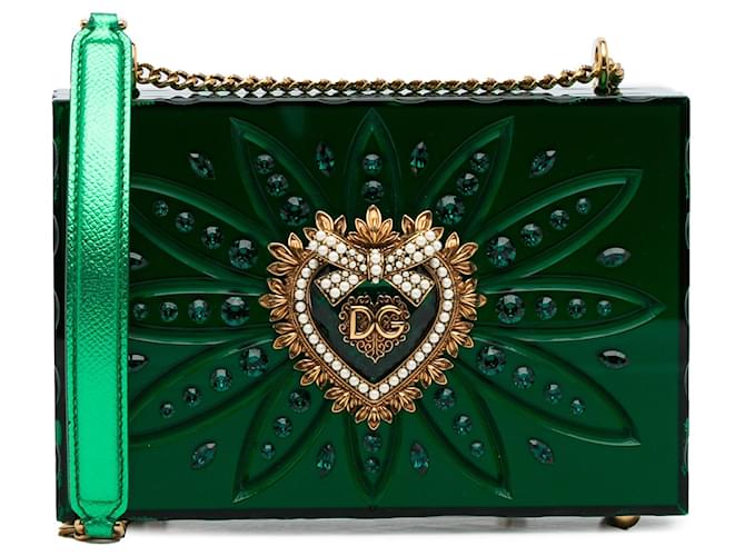 Dolce & Gabbana Dolce&Gabbana Bolso bandolera Devotion de plexiglás verde Plástico Resina  ref.1154523