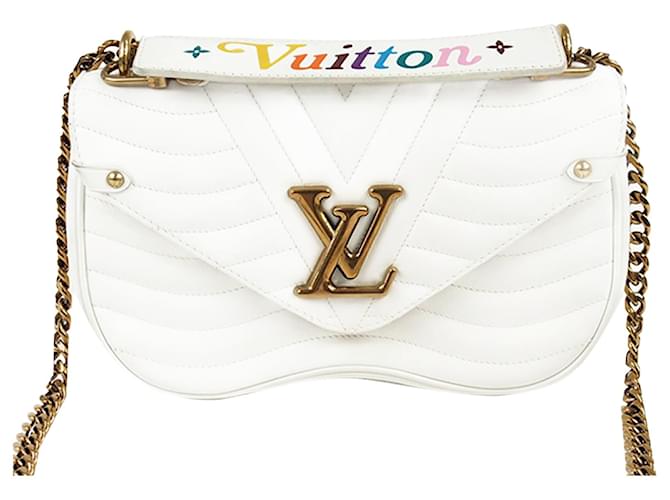 Louis Vuitton White New Wave Chain Bag MM Leather Pony-style calfskin  ref.1154580