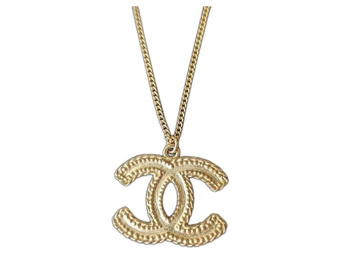 Chanel CC 12P XL Logo yellow matte gold GHW Necklace in box receipt Metal  ref.1154590