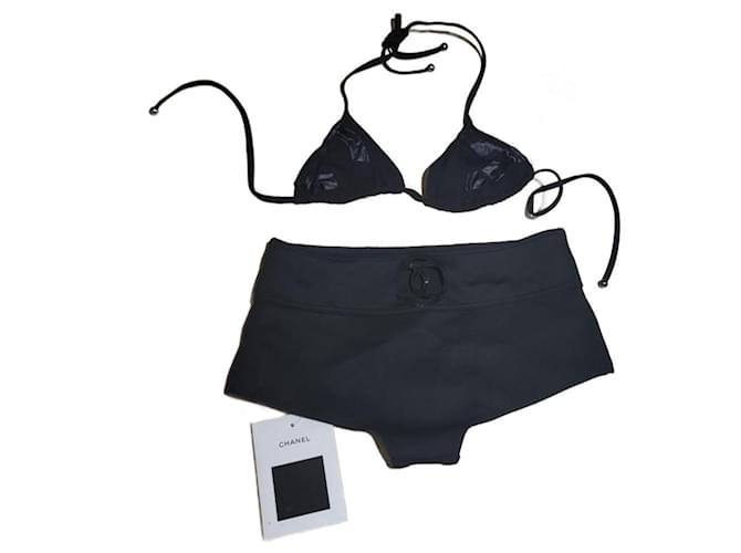 Cambon Chanel Swimwear Black Polyester Elastane  ref.1154602