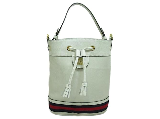 Gucci GG Marmont Leather Ophidia Bucket Bag 610846 White  ref.1154639