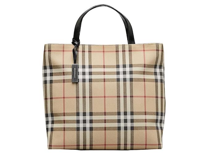 Burberry House Check Canvas Handbag Brown Cloth  ref.1154644