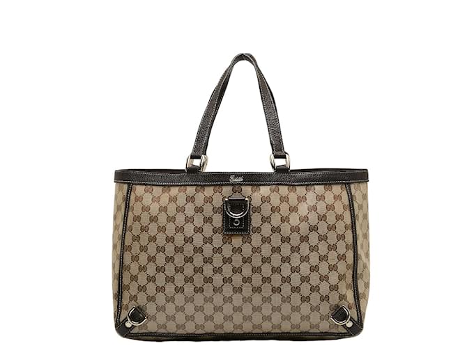 Gucci GG Crystal Abbey D-Ring Tote Bag 293580 Brown Cloth  ref.1154658