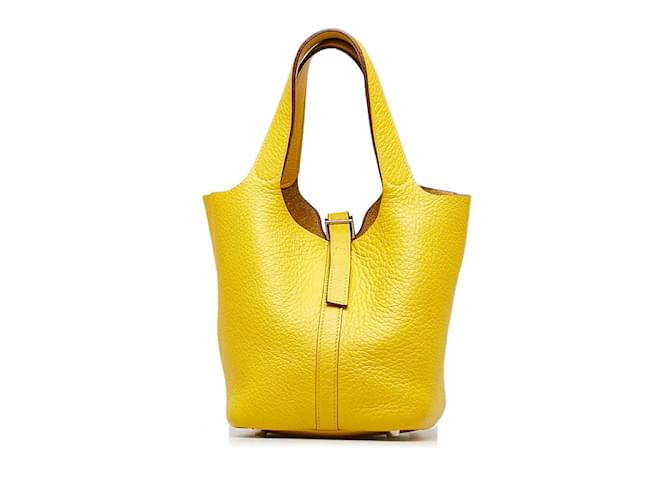 Hermès Clemence Picotin 18 Yellow Leather Pony-style calfskin  ref.1154662
