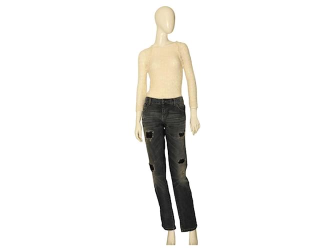 John Richmond Blue Denim Jeans Patches w. Studs Distressed Trousers Pants sz 32 Cotton  ref.1154776