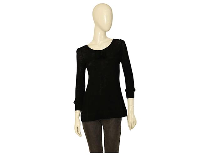 Marc Jacobs Black Bow at the Back Fitted 3/4 Sleeves Sweater Top size S Cotton  ref.1154788
