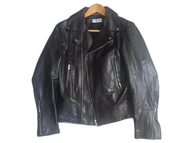 Saint Laurent leather biker jacket black