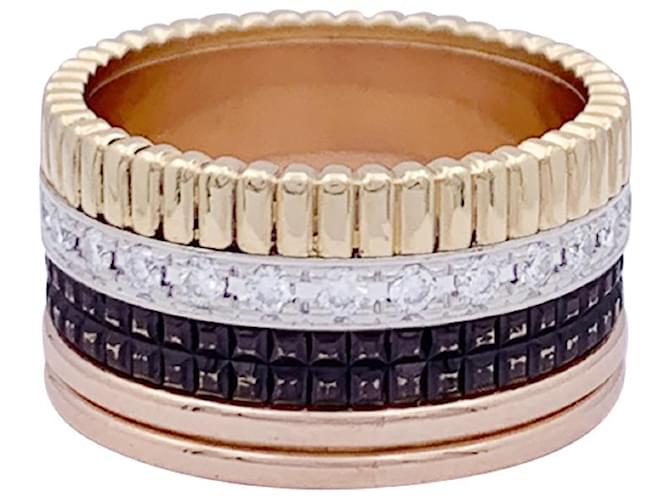 Boucheron ring, "Four Classic Large", three golds and diamonds White gold Yellow gold Pink gold  ref.1154985