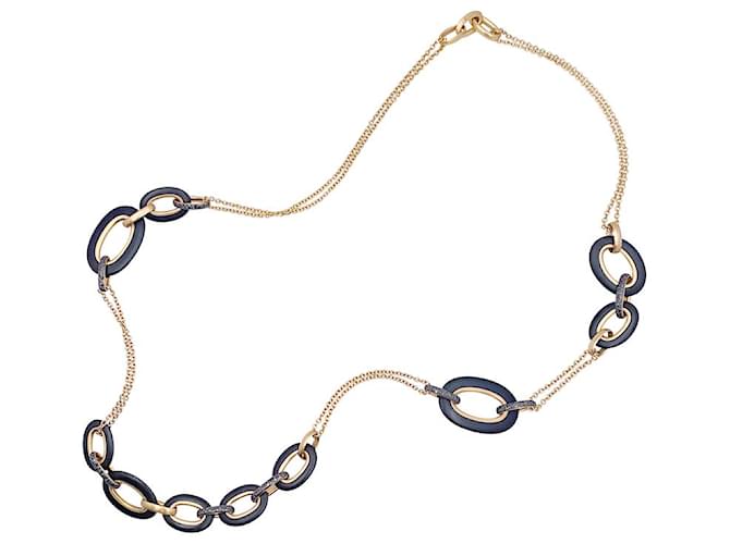 Pomellato "Victoria" long necklace in pink gold, black diamonds, jet.  ref.1154988