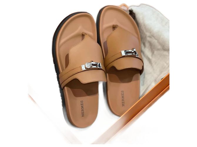 Kelly Hermès HERMES Sandalen T.EU 38 Leder Kamel
