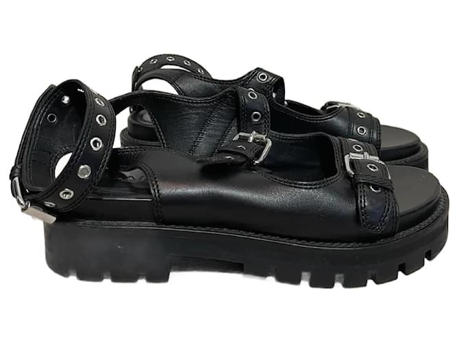 Alaïa ALAIA  Sandals T.eu 38 leather Black  ref.1155082