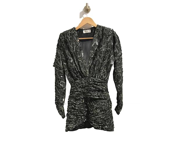 SAINT LAURENT  Dresses T.International XS Synthetic Khaki  ref.1155123