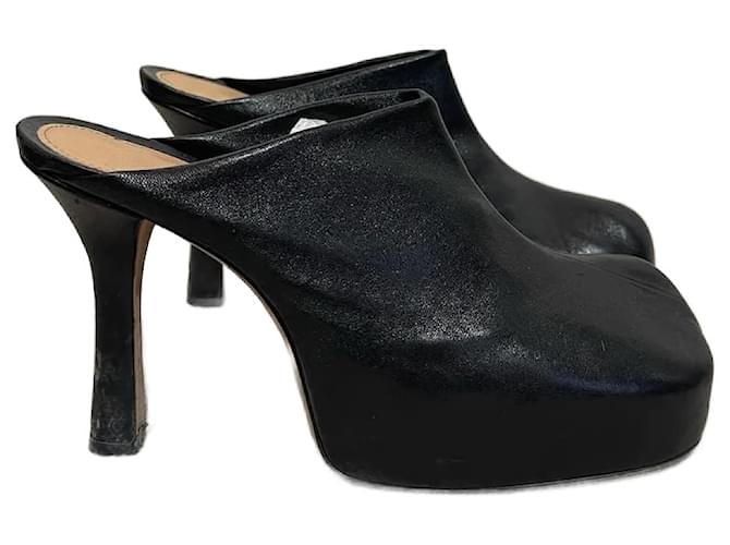 BOTTEGA VENETA  Sandals T.eu 37.5 leather Black  ref.1155150