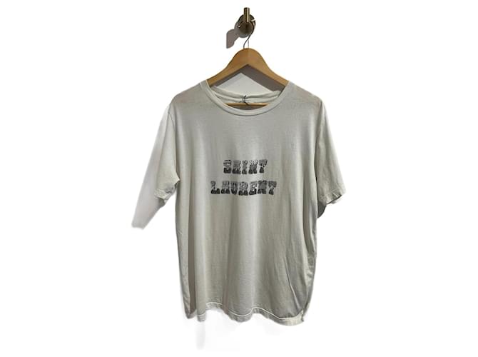 SAINT LAURENT Tops Camiseta.Internacional L Algodón Blanco  ref.1155167