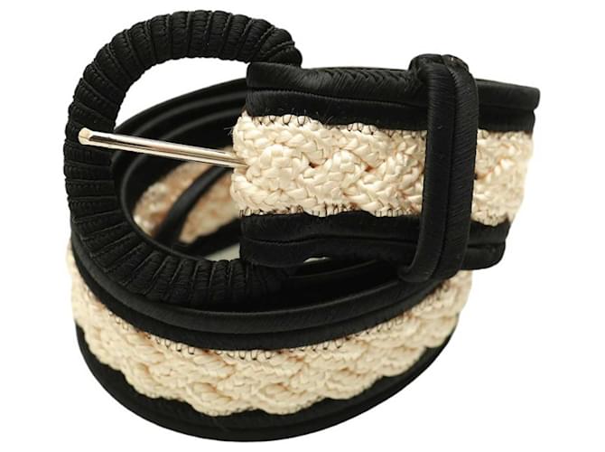 Stephan Janson Black & White Braided Rope Viscose Women's Waist BELT size 44  ref.1155175