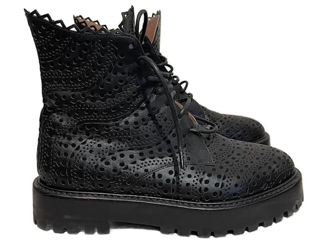 Alaïa ALAIA  Ankle boots T.eu 37.5 leather Black  ref.1155223