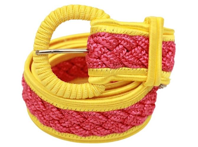 Stephan Janson Pink & Yellow Braided Rope Viscose Women's Waist BELT size 44  ref.1155255