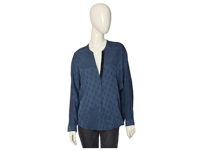 Zadig & Voltaire Tine JacDeluxe Blue Jacquard Silk Tunic Blouse Top - Size M  ref.1155283