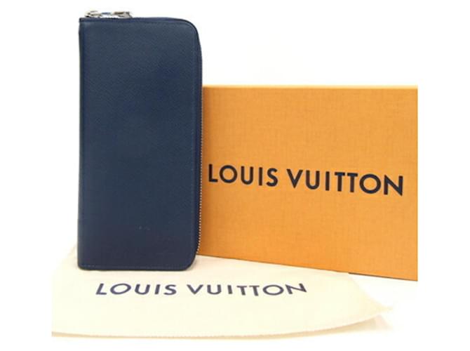 Portefeuille Louis Vuitton Zippy Vertical Cuir Bleu Marine  ref.1155458