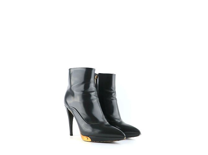 LOUIS VUITTON - Graue Leder-Stiefeletten mit Absatz (Größe 38)