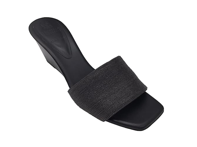 Beaded Leather Sandals - Size 39 | Black Malaika