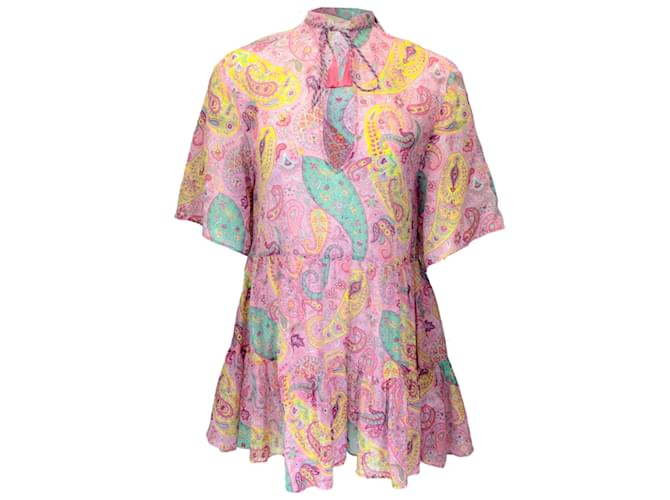 Etro Pink Multi 2022 Paisley Printed Cotton Mini Dress  ref.1155793