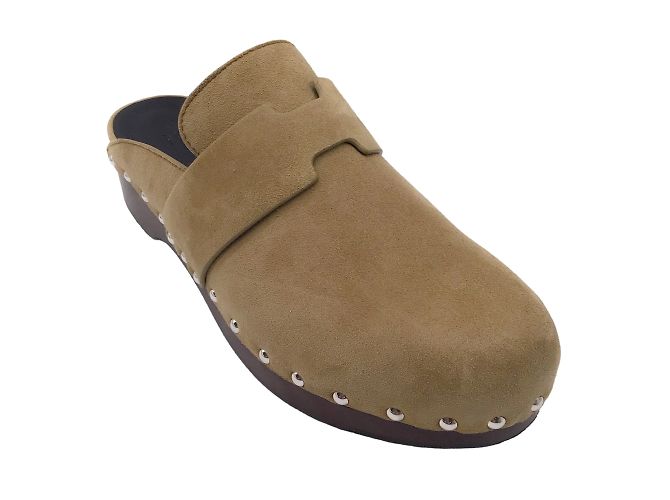 Hermès Hermes Beige Gobi Suede Goatskin Calya Mules / clogs